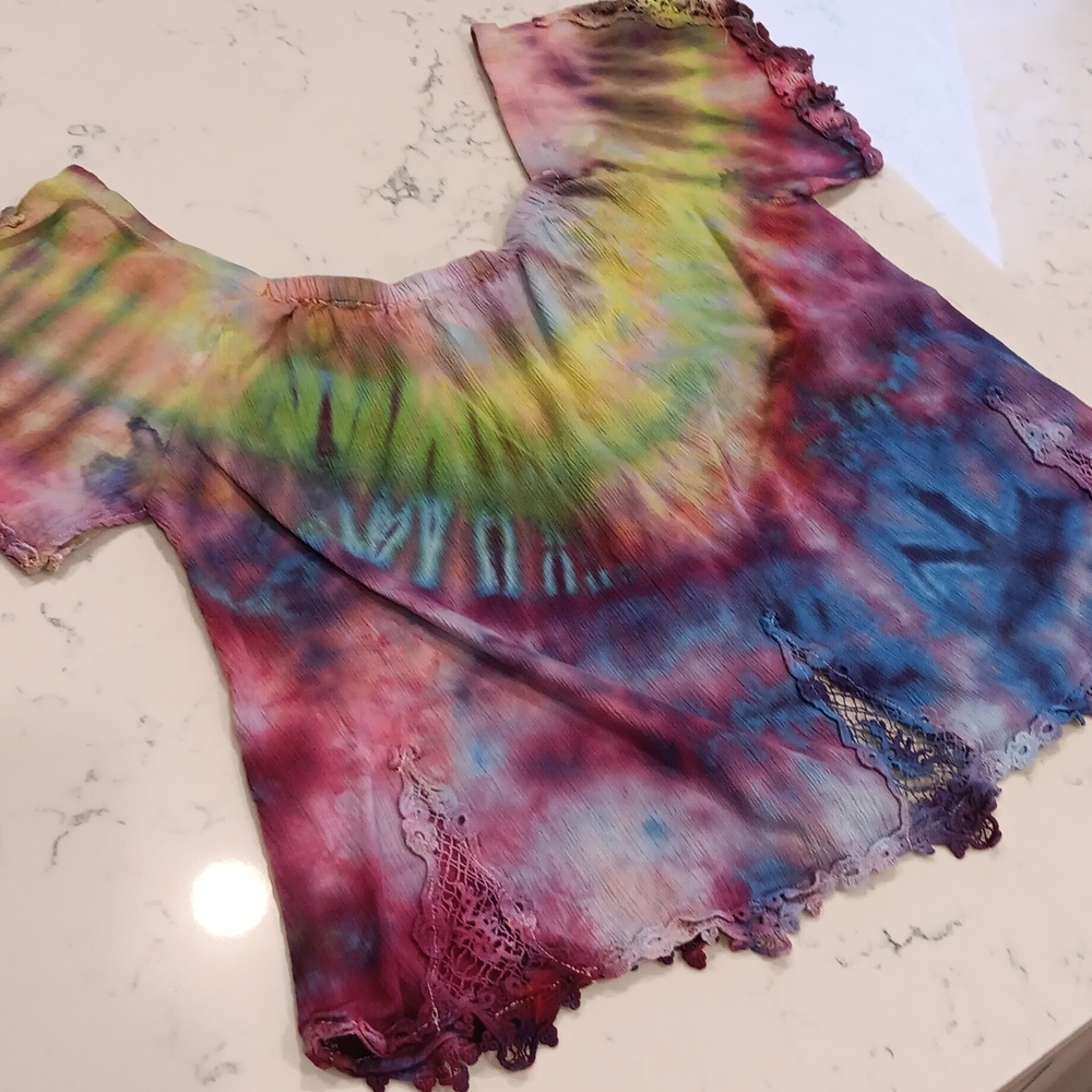 Tie dye and lace top